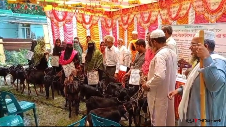 সাঁথিয়ায় নারীদের স্বাবলম্বী করতে ৩০টি মা ছাগল বিতরণ