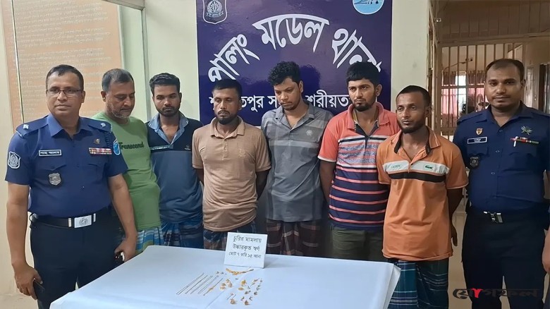 শরীয়তপুরে চোরচক্রের ৬ সদস্য গ্রেপ্তার, স্বর্ণ উদ্ধার